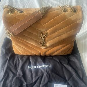 YSL LOULOU MEDIUM IN QUILTED SUEDE CINNAMON
